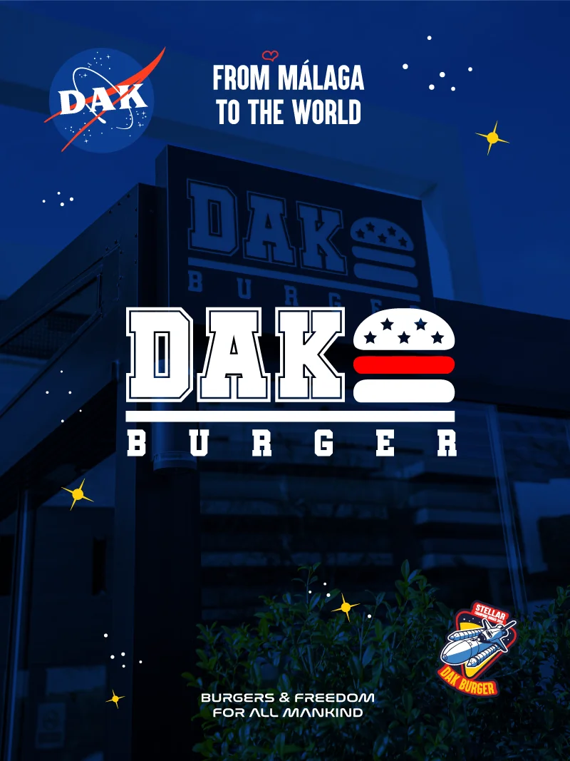 Captura del proyecto Dak Burger - Dirección creativa y de comunicación desde 2020 hasta 2024. Creación del univers