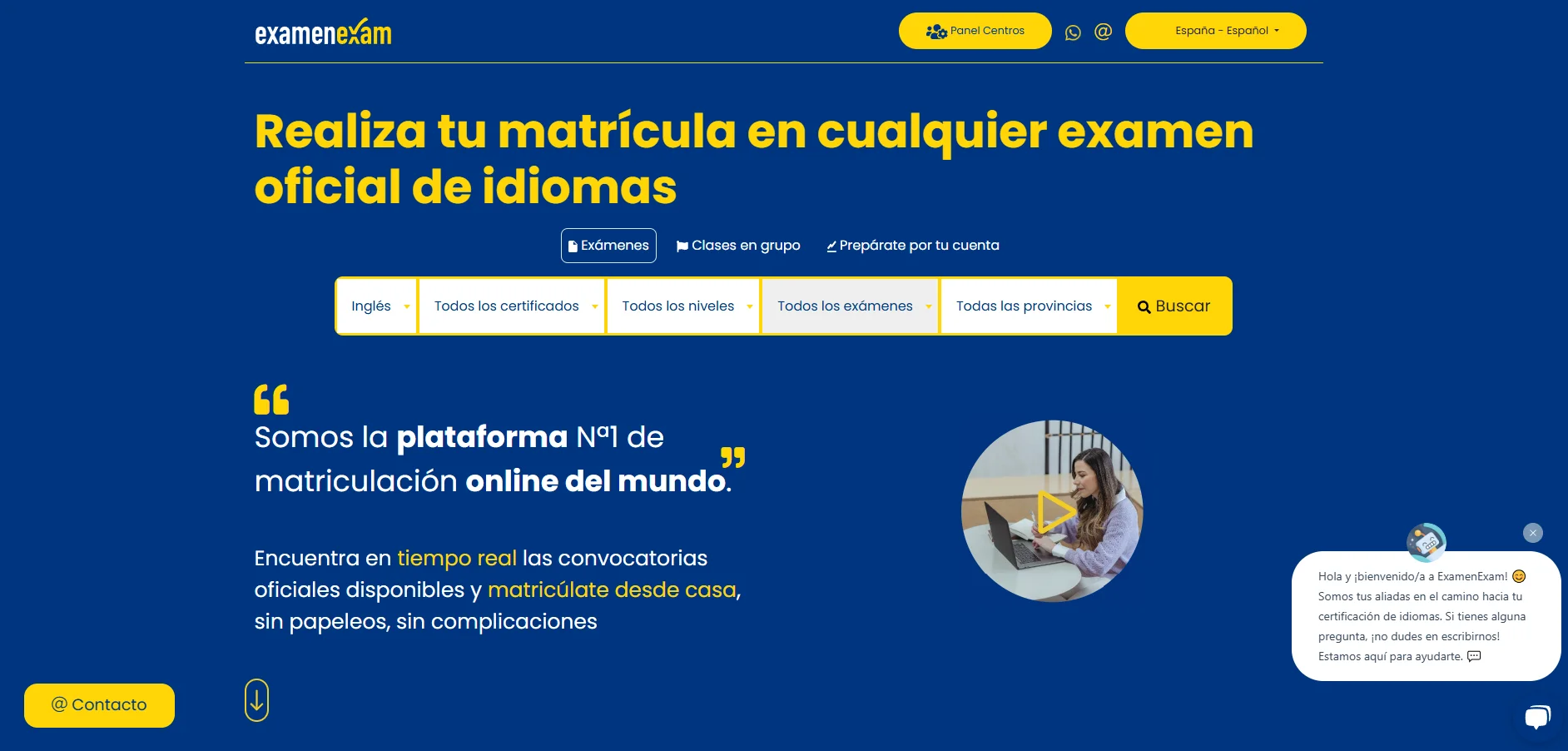 Captura del proyecto Examenexam - Proyecto de e-learning con automatización de procesos, SEO y estrategia digital 