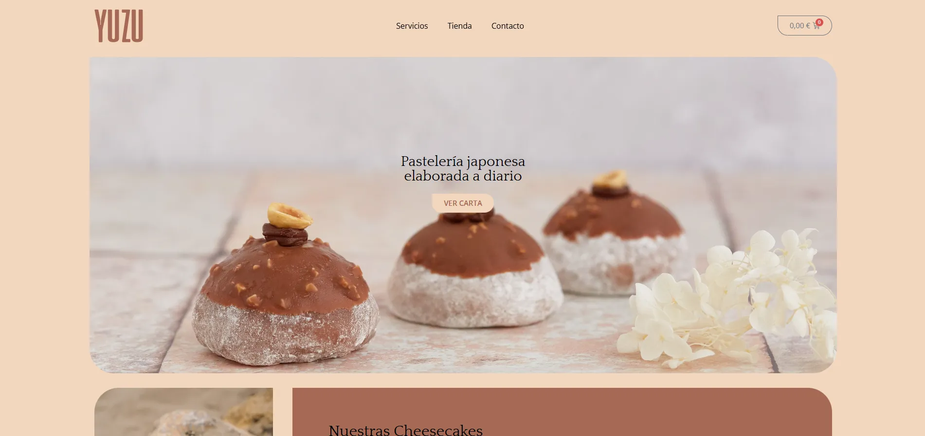 Captura del proyecto Yuzu Pastry - Estrategia de marca, diseño ecommerce con WooCommerce, identidad visual y comuni